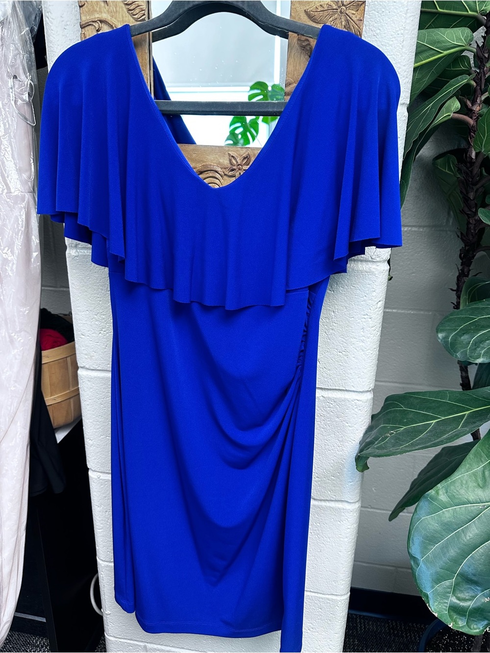 Elegant Royal Blue Ruffle Dress